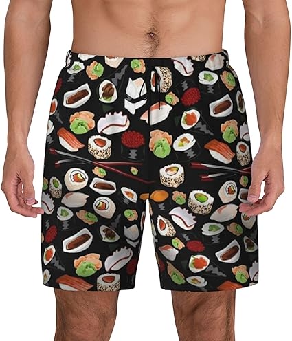 バット sushiboy JBYJBX Japanese Sushi Black Print Men'S Bwim Trunks Beach